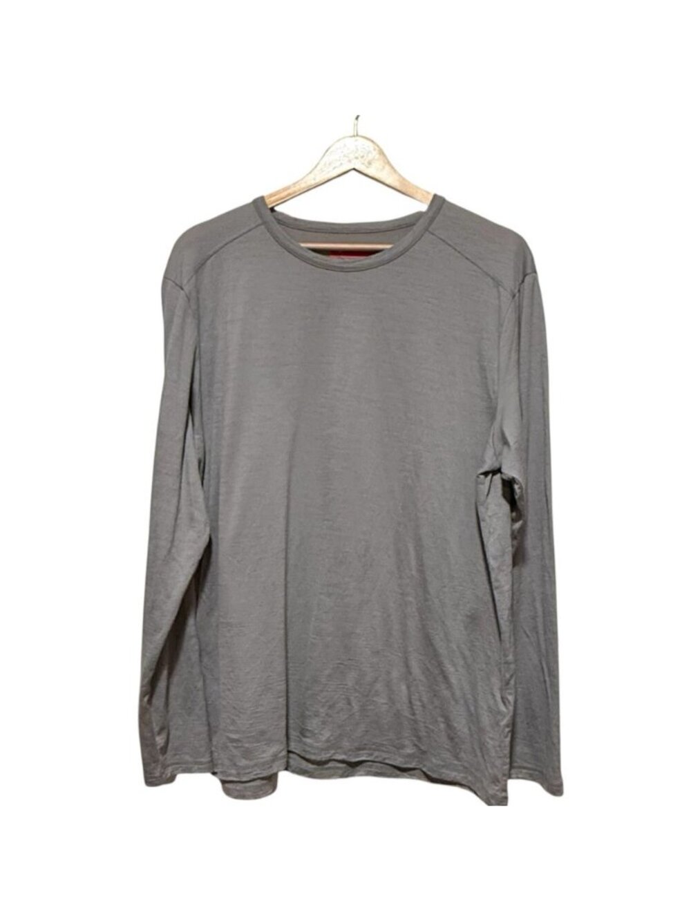 Karbon Mens XL Gray 100% Merino Wool Long Sleeve Base Layer Outdoor Ski Shirt